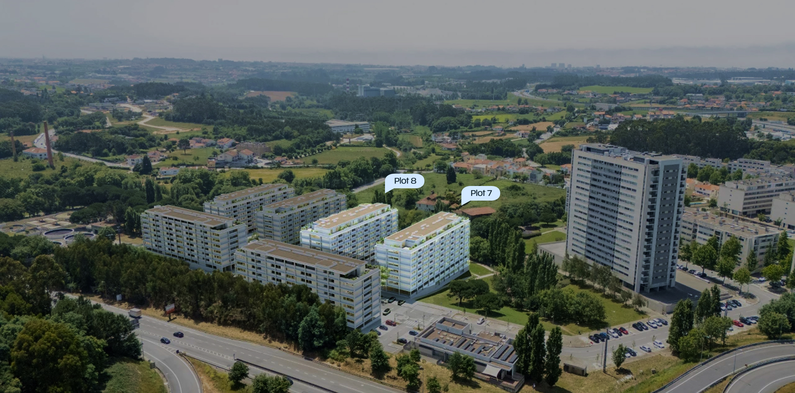 Aerial view of the Bloom Living development showing available plots